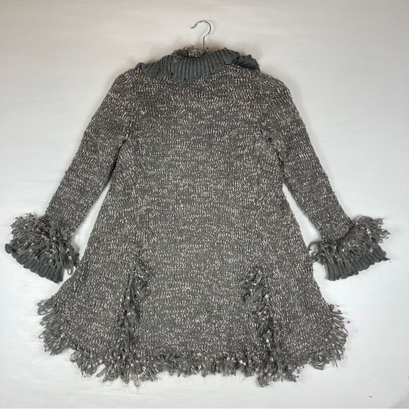 Papillon Vancouver Los Angeles Cardigan Lace Trim Gray Knit Ruffled Women S - Picture 4 of 10